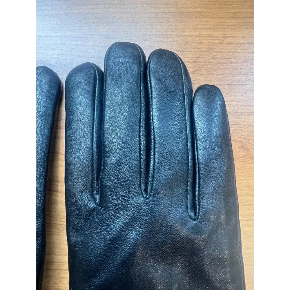 Women's Black Genuine Leather Gloves XL Fleece Lining Touch Screen XL Sheepskin